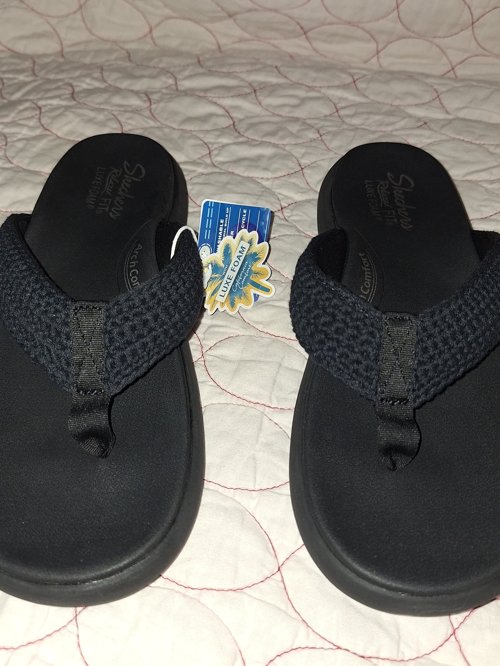 Skechers Black Woven Thong Sandals